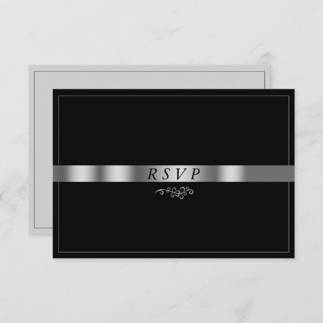 Black Gray Silver RSVP Card (Front/Back)