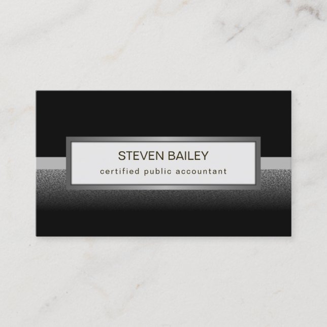 Black Gray Silver & White Professional Accountant Business Card (Front)
