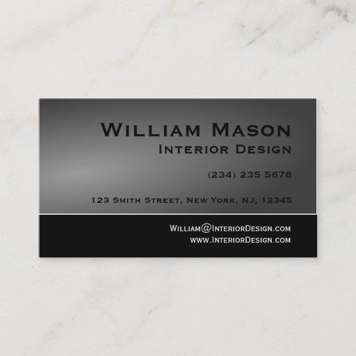 Customizable Black &amp; Gray Simple Design Business Card