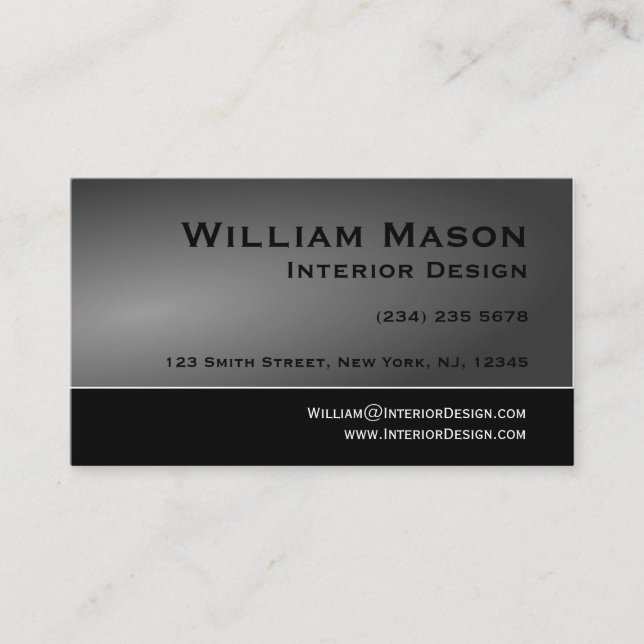 Black & Gray Simple Design Business Card (Front)