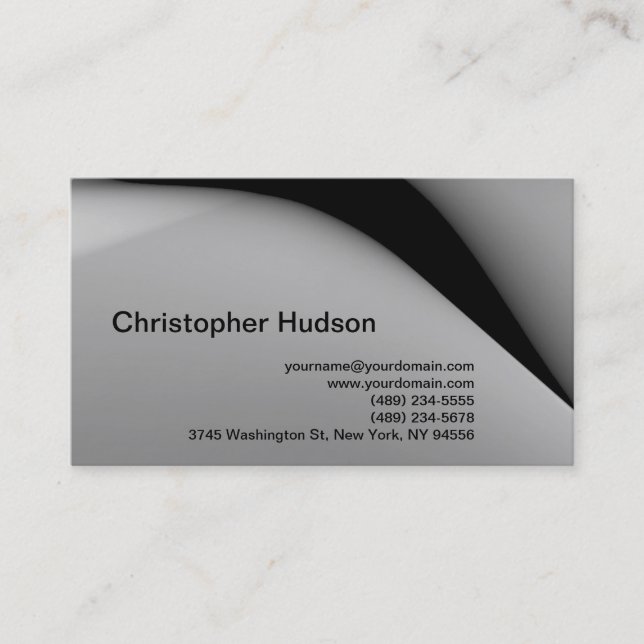 Black Gray Simple Plain Business Card (Front)