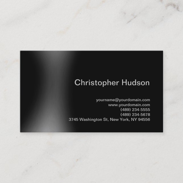 Black Gray Simple Plain Standard Business Card (Front)