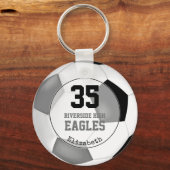 black gray simple team colors soccer ball girls' keychain (Front)
