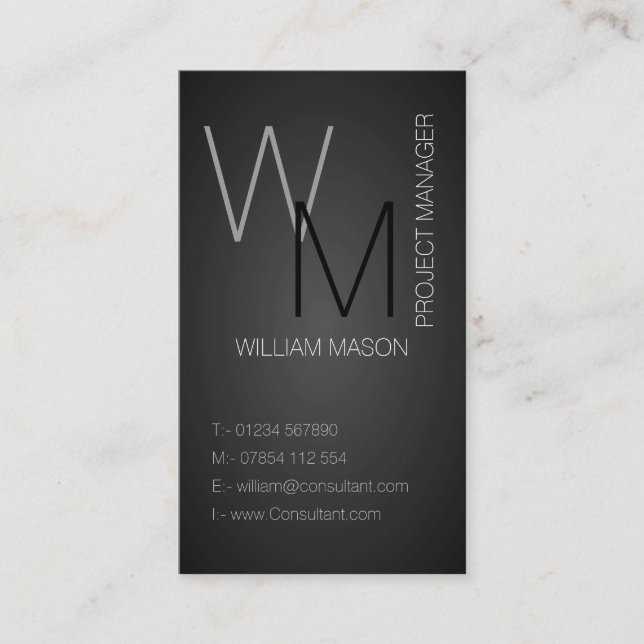 Black / Gray Slate Professional Business Card (Front)