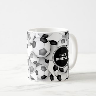 black gray soccer school team colors coach gift coffee mug