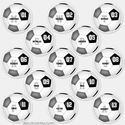 black gray soccer team colors 13 personalized sticker