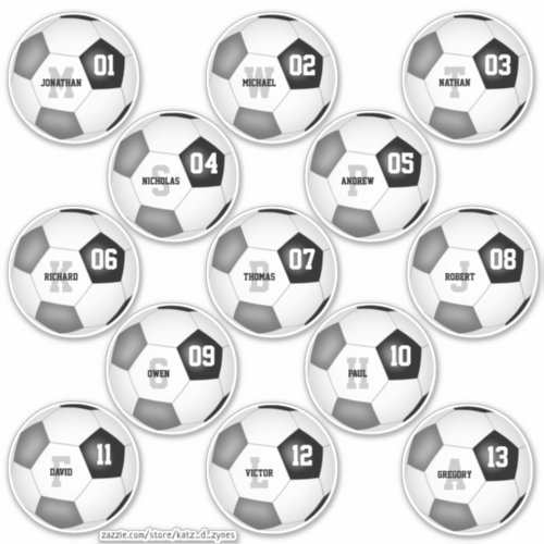 black gray soccer team colors 13 personalized sticker