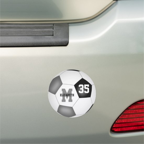black gray soccer team colors sports locker or car magnet