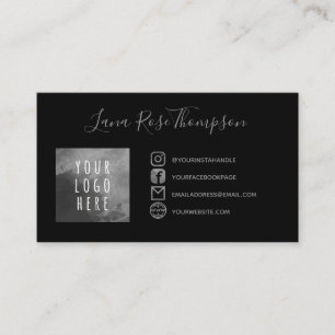 Black Gray Social Media Icons Photo & Logo Business Card