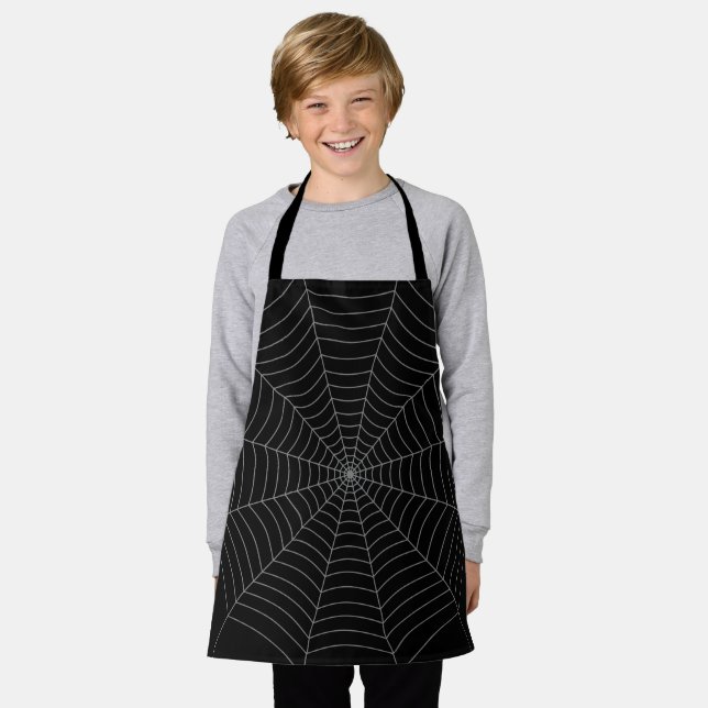 Black gray spider web Halloween pattern Apron (Worn)