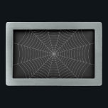 Black gray spider web Halloween pattern Belt Buckle<br><div class="desc">Black grey spider web Halloween elegant cool fun pattern. 
Fun and cool unisex look for kids and adults. Spooky Halloween cobweb design on custom black.</div>