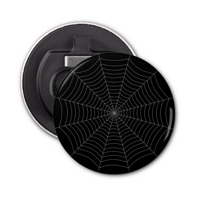 Black gray spider web Halloween pattern Bottle Opener (Front)