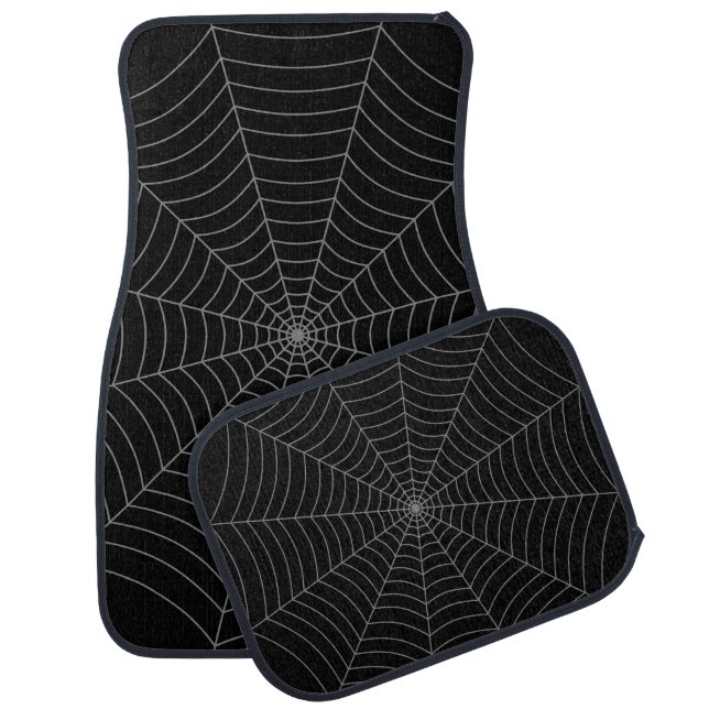 Black gray spider web Halloween pattern Car Floor Mat (Set)