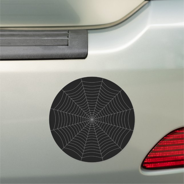 Black gray spider web Halloween pattern Car Magnet (In Situ)