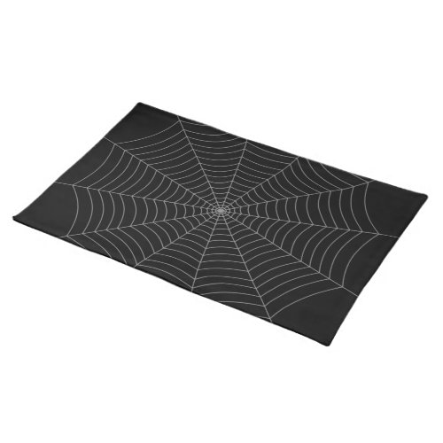 Black gray spider web Halloween pattern Cloth Placemat