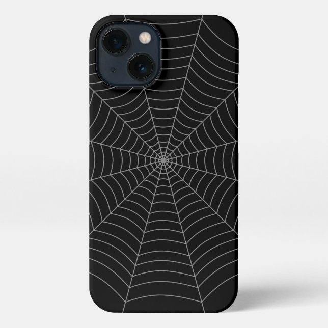 Black gray spider web Halloween pattern iPhone Case (Back)