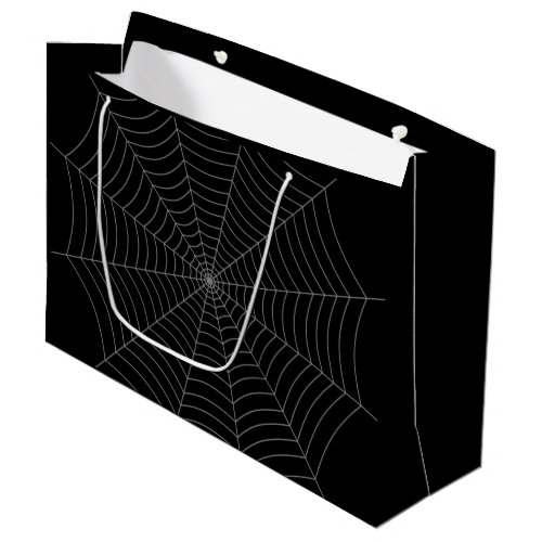 Black gray spider web Halloween pattern Large Gift Bag