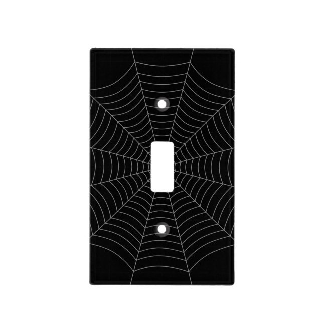 Black gray spider web Halloween pattern Light Switch Cover (Front)