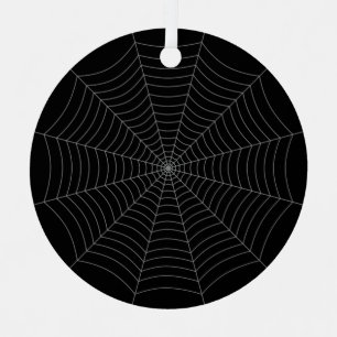 Black gray spider web Halloween pattern Metal Ornament