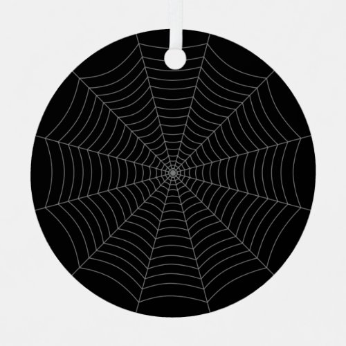 Black gray spider web Halloween pattern Metal Ornament