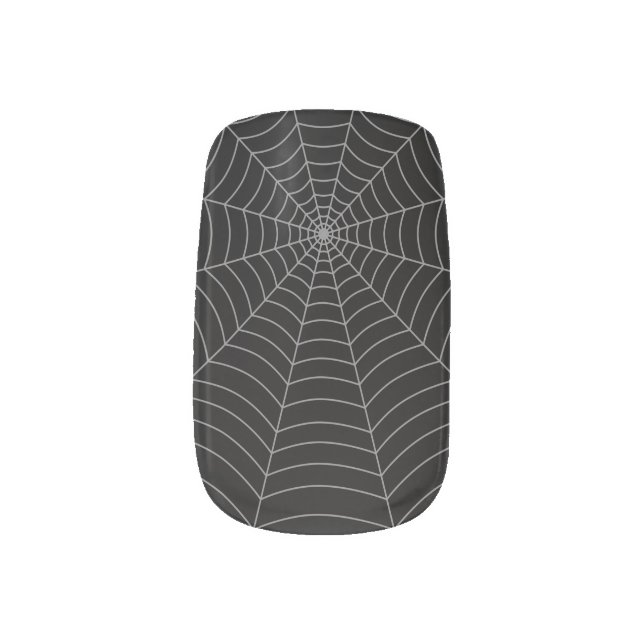 Black gray spider web Halloween pattern Minx Nail Art (Left Thumb)