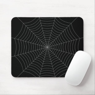Black gray spider web Halloween pattern Mouse Pad