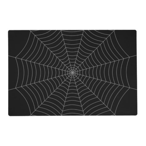 Black gray spider web Halloween pattern Placemat