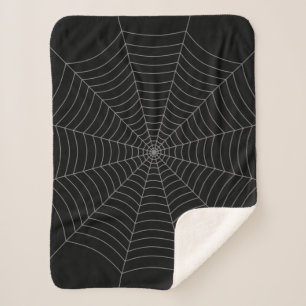 Black gray spider web Halloween pattern Sherpa Blanket