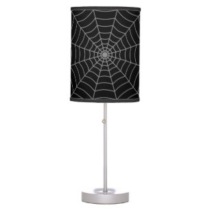 Black gray spider web Halloween pattern Table Lamp