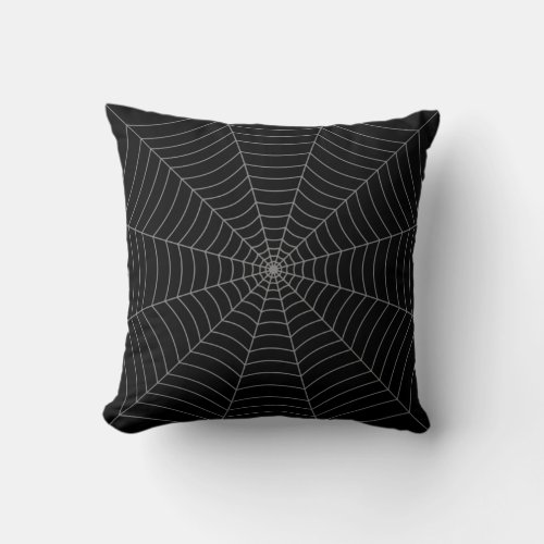 Black gray spider web Halloween pattern Throw Pillow