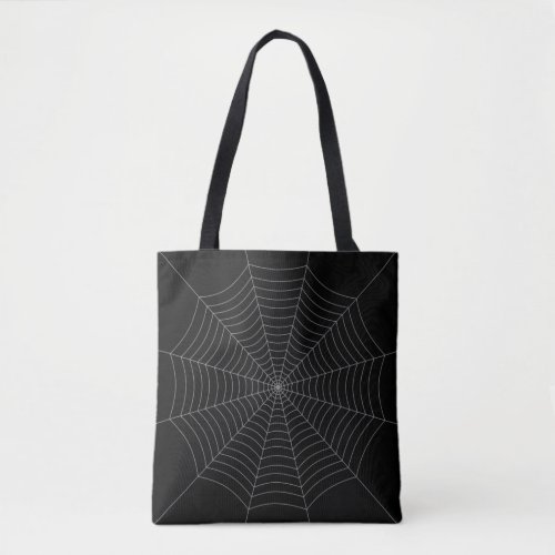 Black gray spider web Halloween pattern Tote Bag