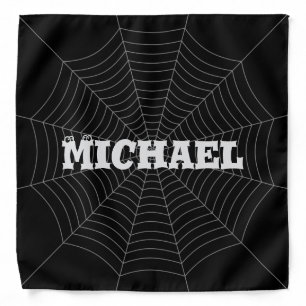 Black gray spider web Halloween Your Custom name Bandana