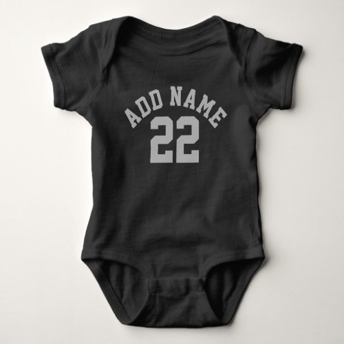 Black Gray Sports Jersey Custom Name Birth Year Baby Bodysuit