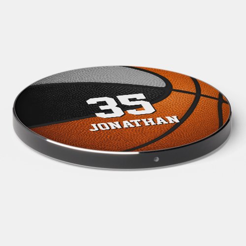black gray sports team colors basketball wireless charger 