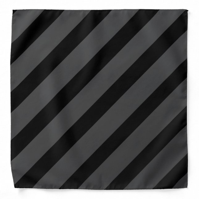 Black Gray Stripe Formal Wedding Pocket Square Bandana (Front)