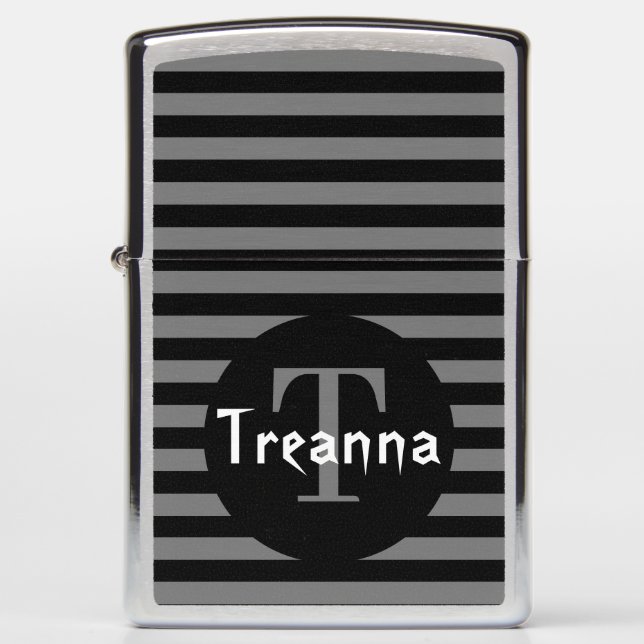 Black & Gray Striped Zippo Lighter (Front)