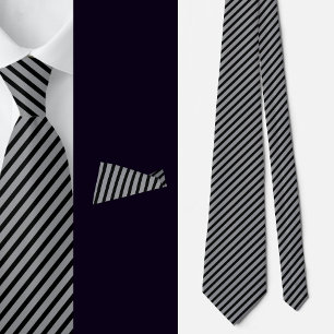 Black Gray Stripes Abstract Pattern Neck Tie