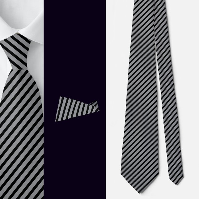 Black Gray Stripes Abstract Pattern     Neck Tie (Creator Uploaded)