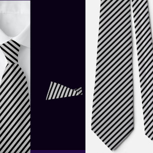Black Gray Stripes Abstract Pattern Neck Tie