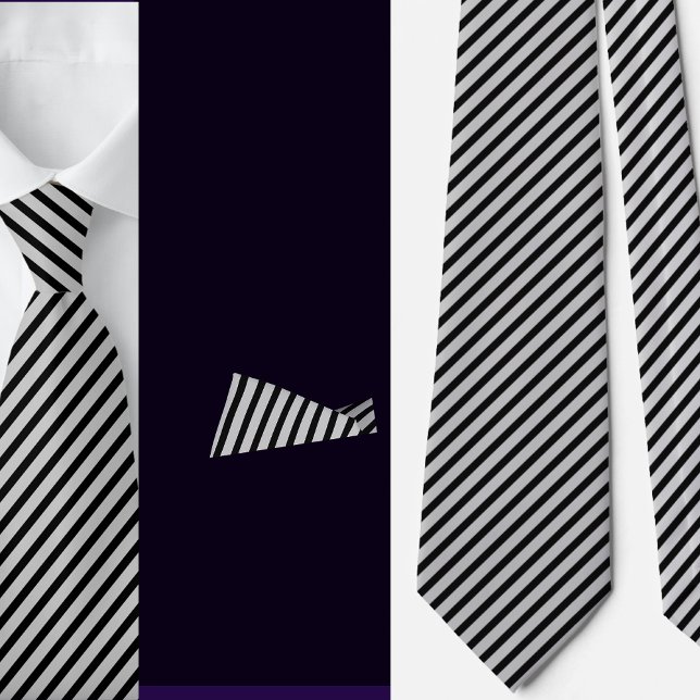 Black Gray Stripes Abstract Pattern     Neck Tie (Creator Uploaded)