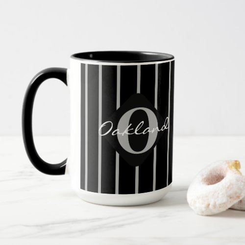 Black  Gray Stripes Coffee Mug_Oakland Mug