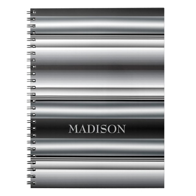 Black & Gray Stripes Notebook (Front)