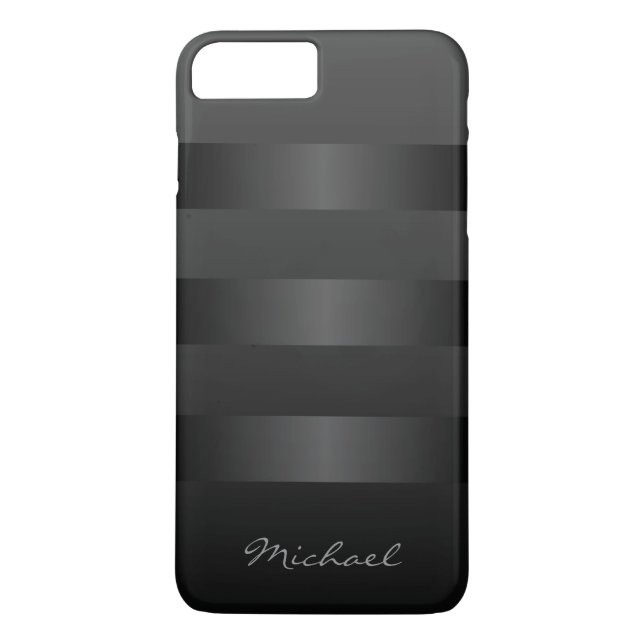 Black Gray Stripes Pattern Mens Case-Mate iPhone Case (Back)