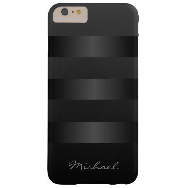 Black Gray Stripes Pattern Mens iPhone 6 Plus Case (Back)