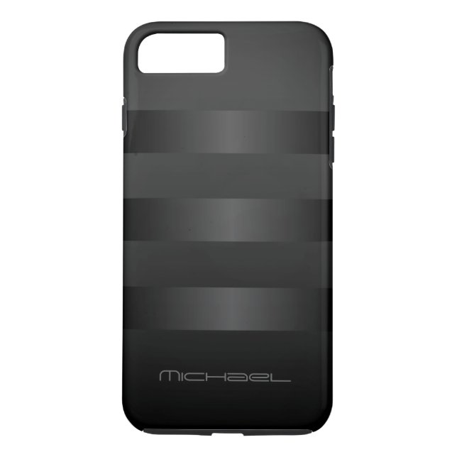 Black Gray Stripes  Pattern Monogram Case-Mate iPhone Case (Back)