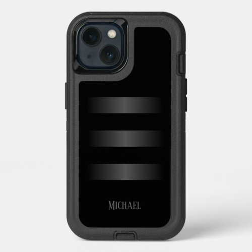 Black Gray Stripes Pattern OtterBox  iPhone 13 Case