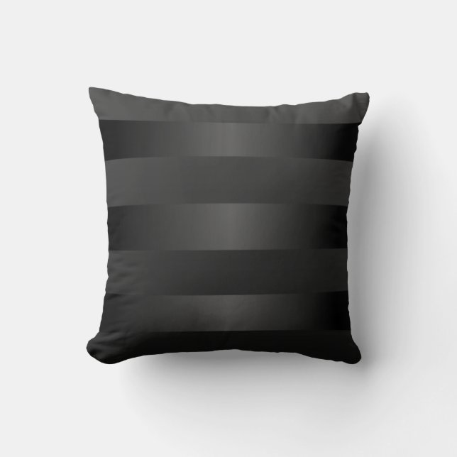 Black Gray  Stripes Pattern Throw Pillow (Front)