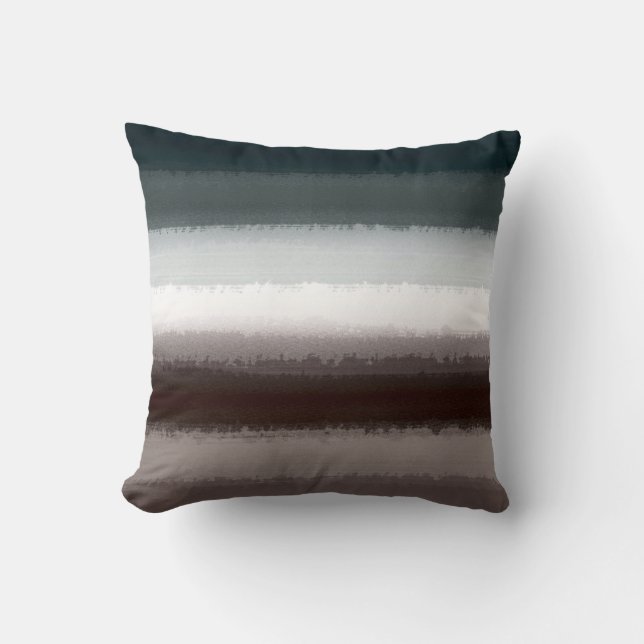 Black Gray Taupe Stripes Throw Pillow (Front)