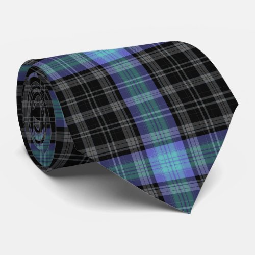 Black Gray Teal Aqua Blue Tartan Plaid Flannel Neck Tie