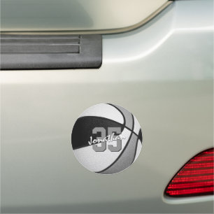 black gray team colors basketball locker or car magnet
